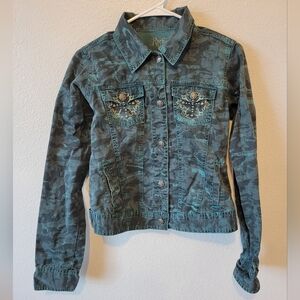 Rock 47 Wrangler Teal Green Cross Camo Jacket Medium